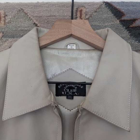 Women's Beige Leather Jacket - Picture 1 of 5